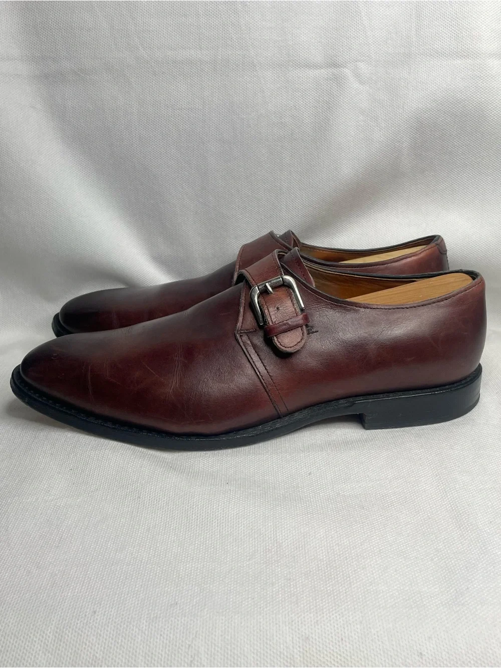 Allen Edmonds Warwick Leather Buckle Oxford Shoes Mens Size US 9.5 D Burgundy